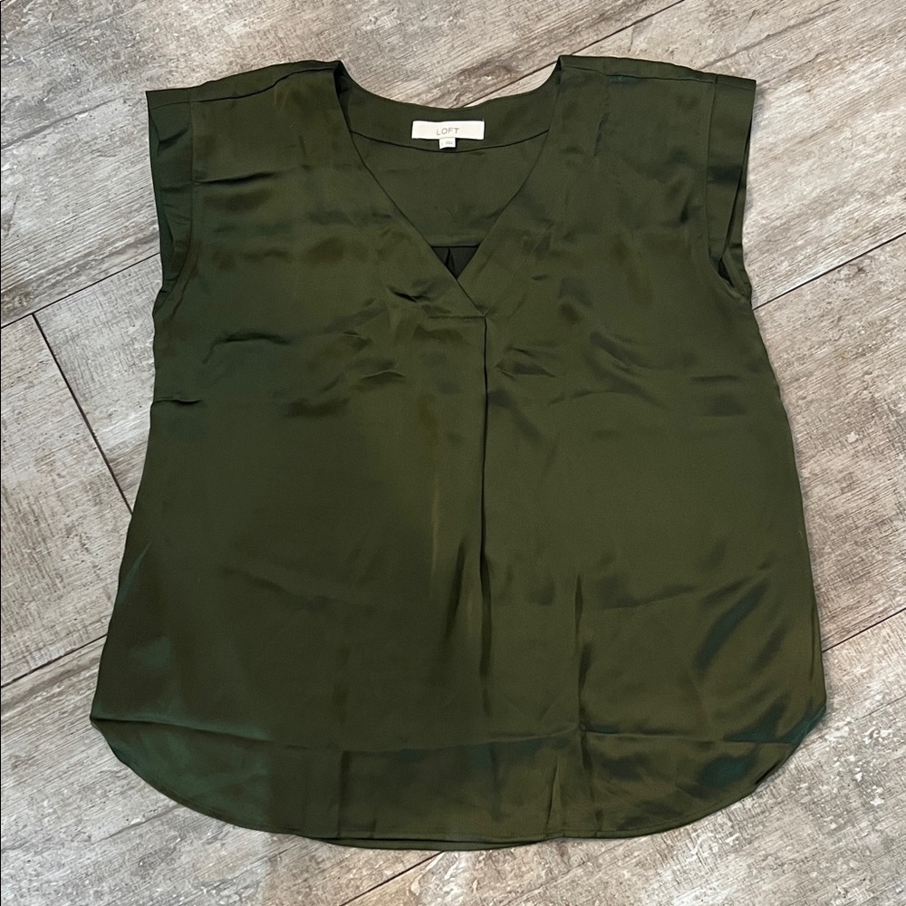 LOFT Forest Green Sleeveless Blouse